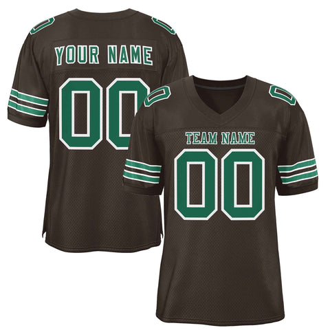 Custom Brown Kelly Green-White Classic Style Authentic Football Jersey