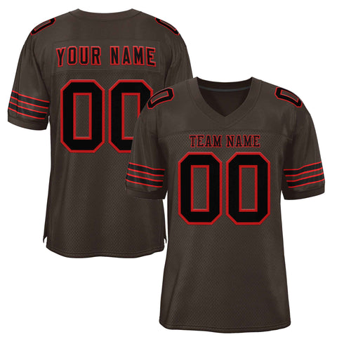 Custom Brown Black-Red Classic Style Authentic Football Jersey