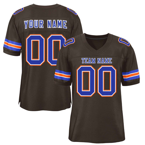Custom Brown Royal-White Classic Style Authentic Football Jersey