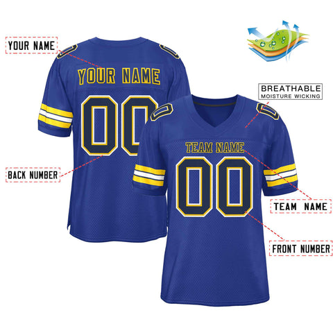 Custom Royal Navy-Gold Classic Style Authentic Football Jersey