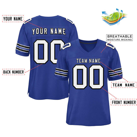 Custom Royal White-Black Classic Style Authentic Football Jersey