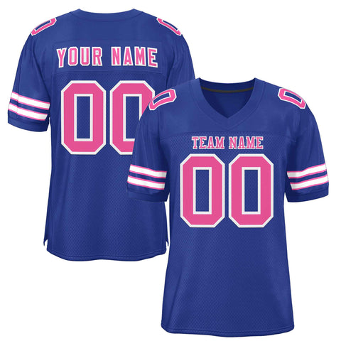 Custom Royal Pink-White Classic Style Authentic Football Jersey