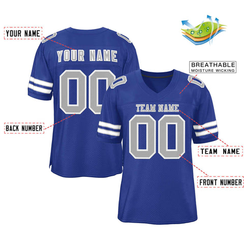 Custom Royal Gray-White Classic Style Authentic Football Jersey