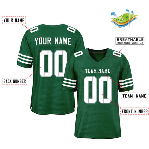 Custom Green White Classic Style Mesh Authentic Football Jersey