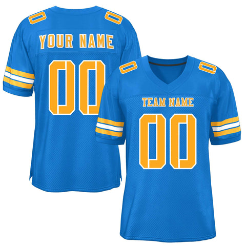 Custom Panther Blue Yellow-White Classic Style Mesh Authentic Football Jersey