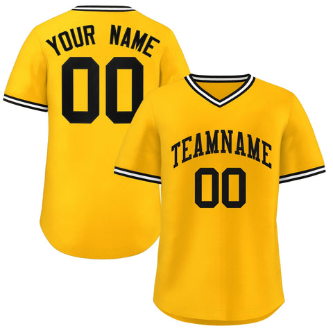 Custom Yellow White Classic Style Authentic Pullover Baseball Jersey