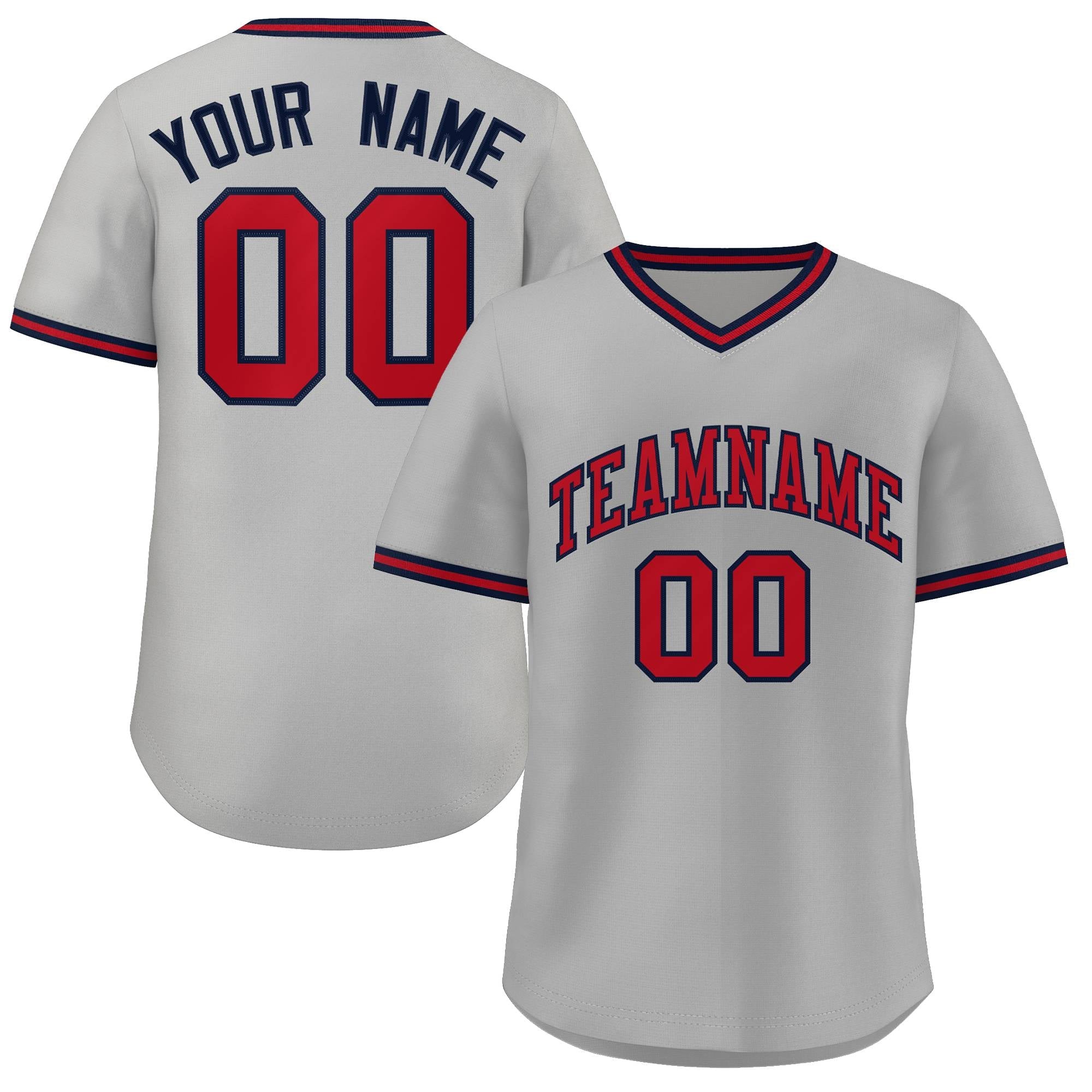 Custom White Red-Navy Baseball Jersey