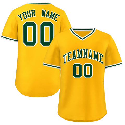 Custom Yellow Green Classic Style Authentic Pullover Baseball Jersey