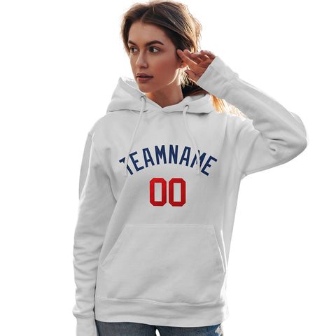 Custom White Navy-Red Classic Style Personalized Sport Pullover Hoodie