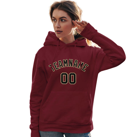 Custom Cardinal Black-Old Gold Classic Style Personalized Sport Pullover Hoodie