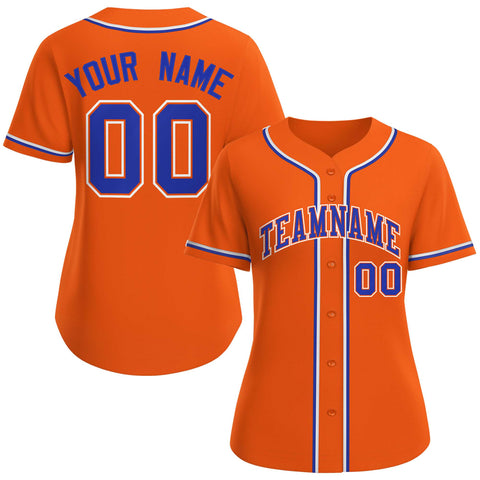 Custom Orange Royal-Orange Classic Style Baseball Jersey For Women