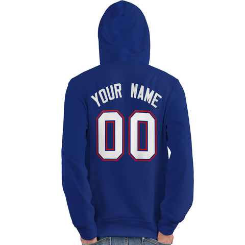 Custom Royal White-Red Classic Style Personalized Sport Pullover Hoodie