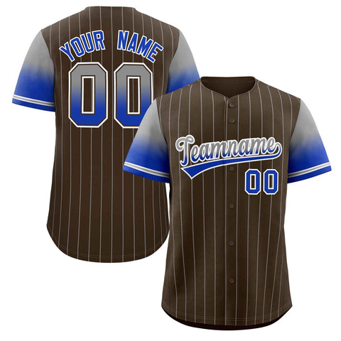 Custom Brown Gray Blue-White Stripe Font Gradient Fashion Authentic Baseball Jersey