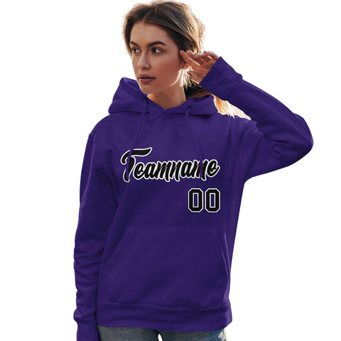 Custom Purple Black-White Classic Style Personalized Sport Pullover Hoodie