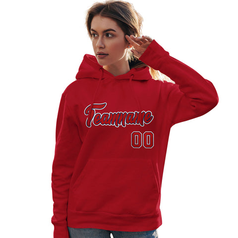Custom Red Royal-White Classic Style Personalized Sport Pullover Hoodie