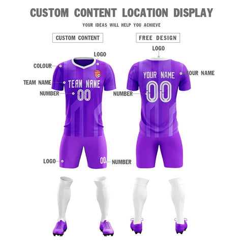 Custom Purple White Soft Training Uniform Soccer Sets Jersey