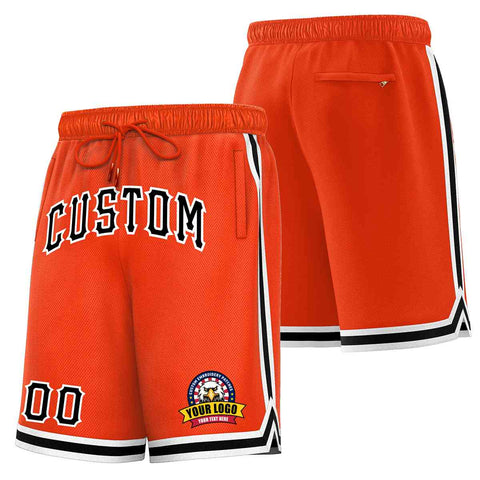 Custom Orange Black-White Classic Style Basketball Mesh Shorts