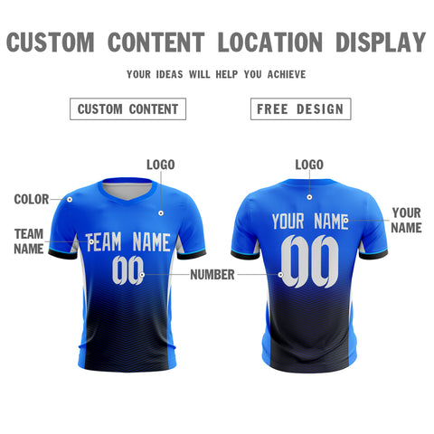 Custom Blue Black Sport Soccer Tops Jersey