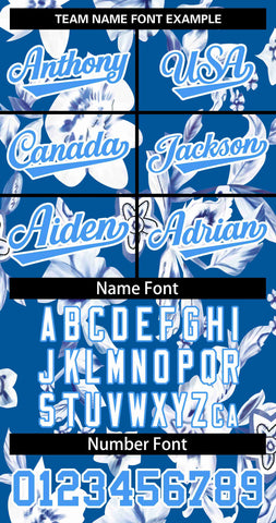 Custom Royal Powder Blue-White Graffiti Pattern Authentic Flower Baseball Jersey