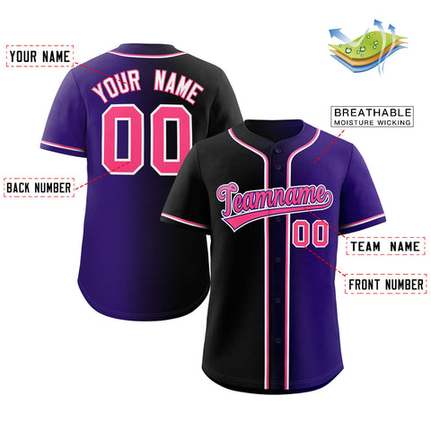 Custom Purple Pink Gradient Fashion Authentic Baseball Jersey