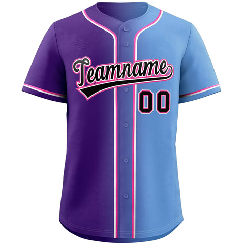 Custom Purple Black-Pink Gradient Fashion Authentic Baseball Jersey