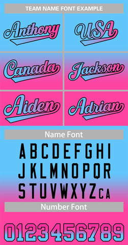 blue&pink gradient baseball jersey font style