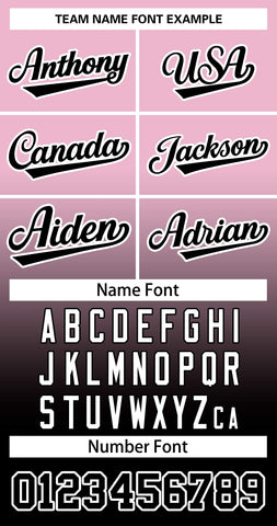 pink and black gradient baseball jersey font style