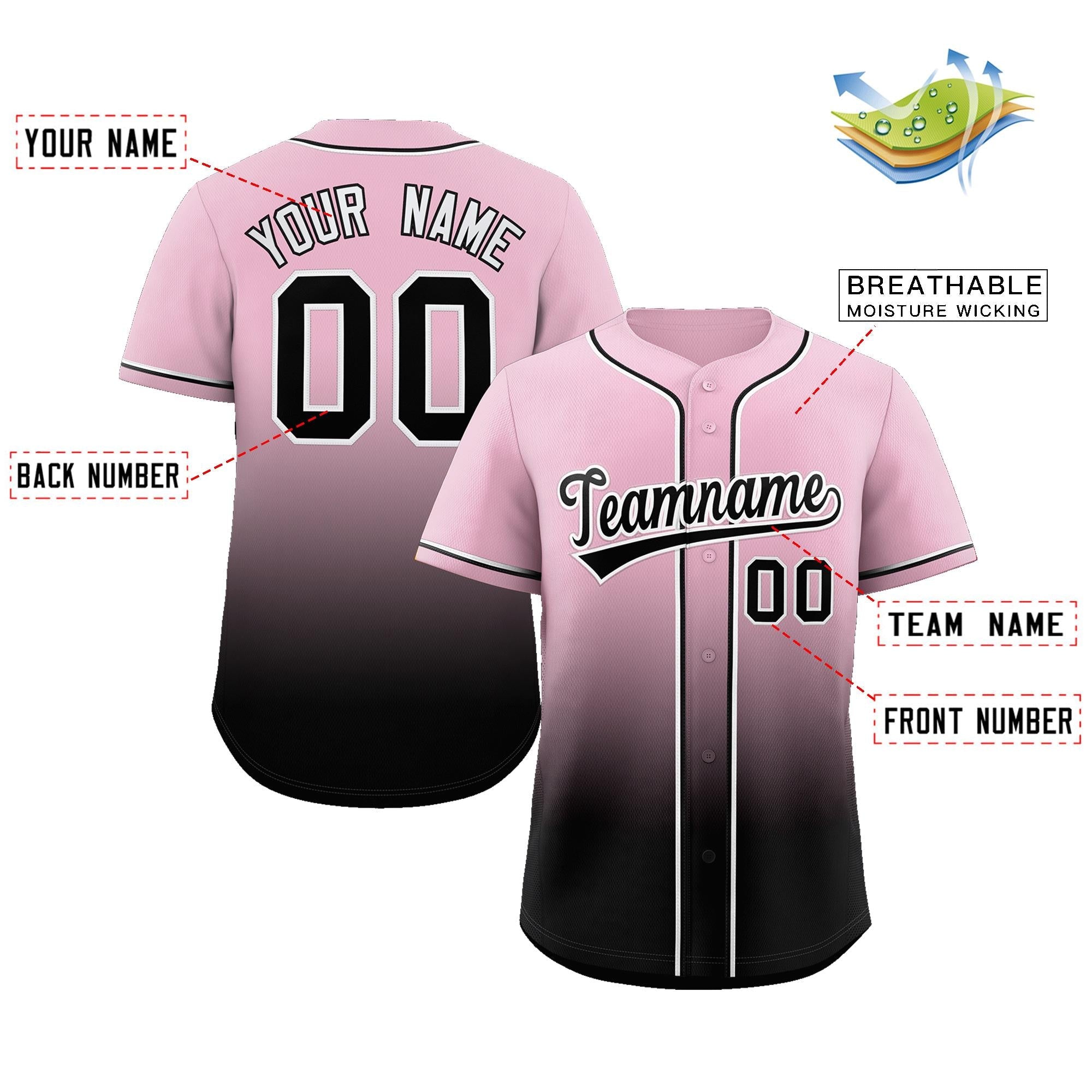 pink and black gradient jersey