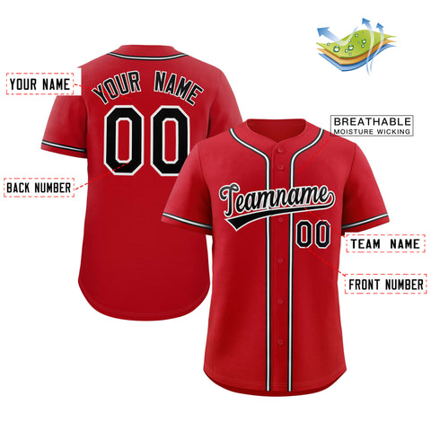 Custom Red Black-White Solider Classic Style Authentic Baseball Jersey
