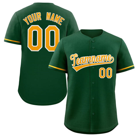 Custom Green White-Gold Solider Classic Style Authentic Baseball Jersey