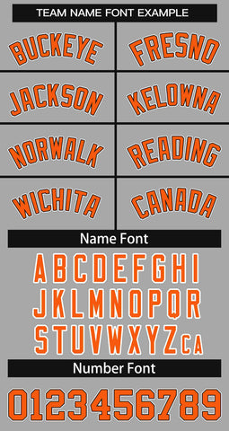 Custom Gray Black-Orange Varsity Full-Snap Color Block Letterman Baseball Jacket