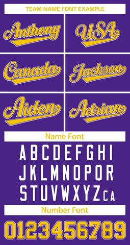 Custom Purple Gold Varsity Full-Snap Color Block Letterman Baseball Jacket