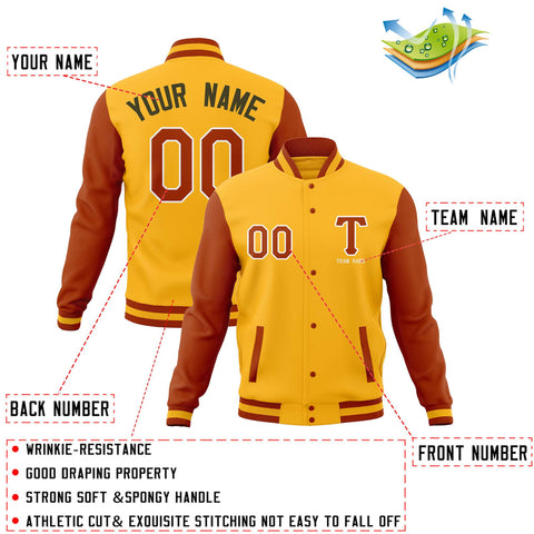 Custom Letterman Varsity Baseball Full-Snap Jacket Stitched Name Number