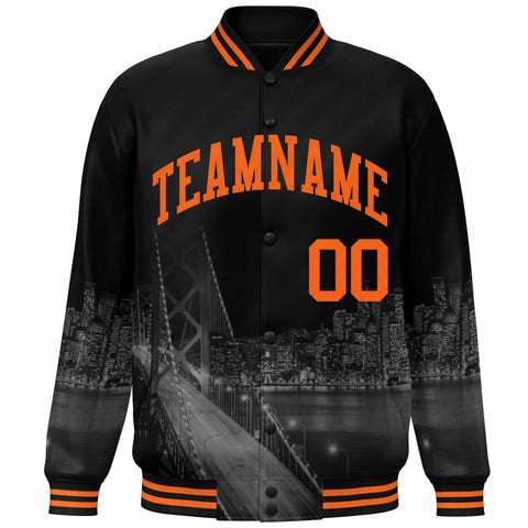 Custom Black Orange San Francisco City Connect Track Varsity Full-Snap Jacket