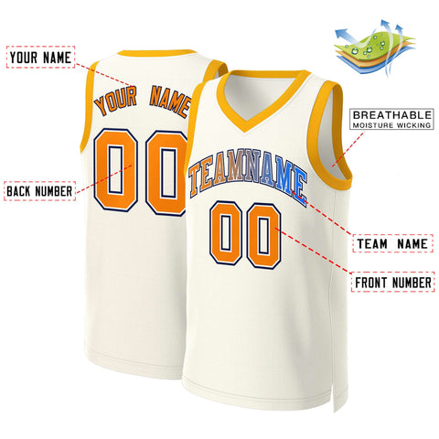 Custom Khaki Orange-White Classic Gradient Fashion Tops Basketball Jersey