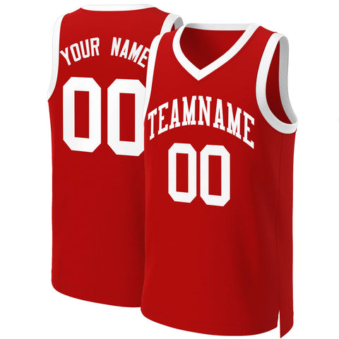 Custom Red White Classic Tops Basketball Jersey