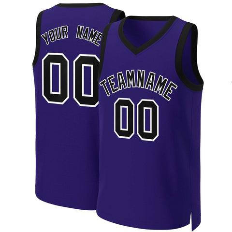 Custom Purple Black-White Classic Tops Basketball Jersey