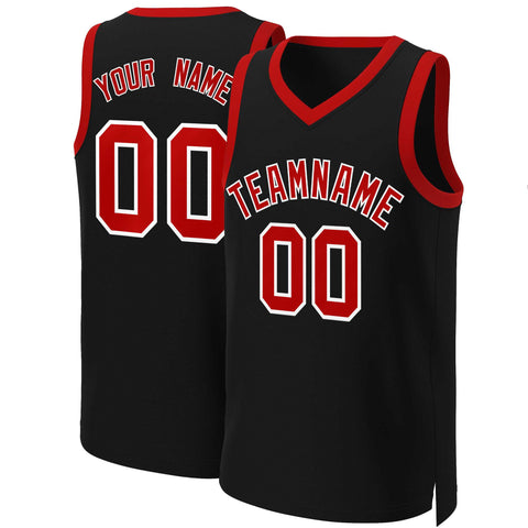 Custom Black Red-White Classic Tops Basketball Jersey