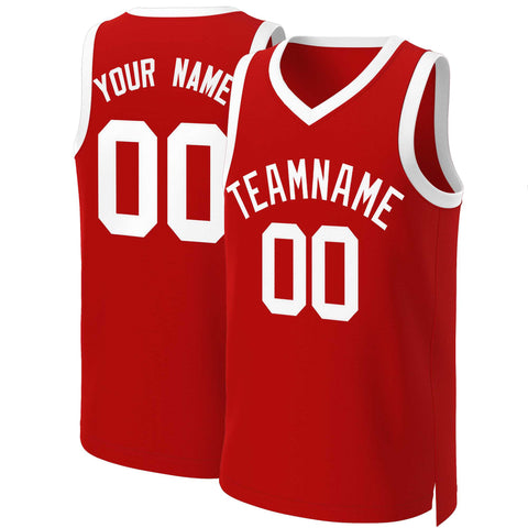 Custom Red White Classic Tops Basketball Jersey