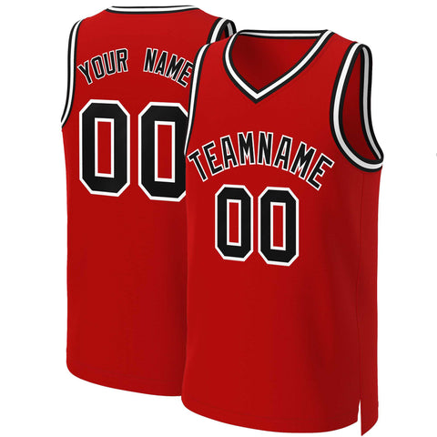 Custom Red Black-White Classic Tops Basketball Jersey