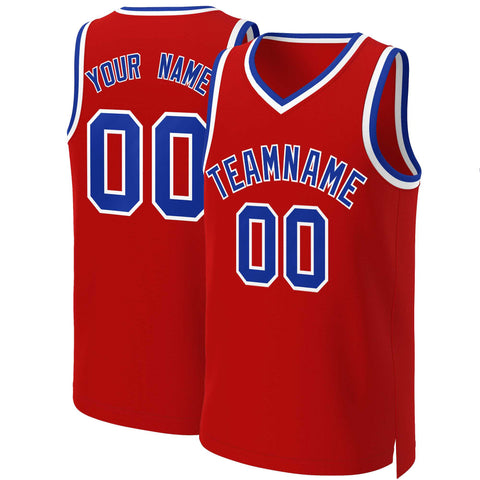 Custom Red Royal-White Classic Tops Basketball Jersey