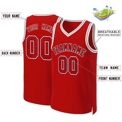 Custom Red Red-Navy Classic Tops Basketball Jersey