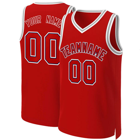 Custom Red Red-Navy Classic Tops Basketball Jersey