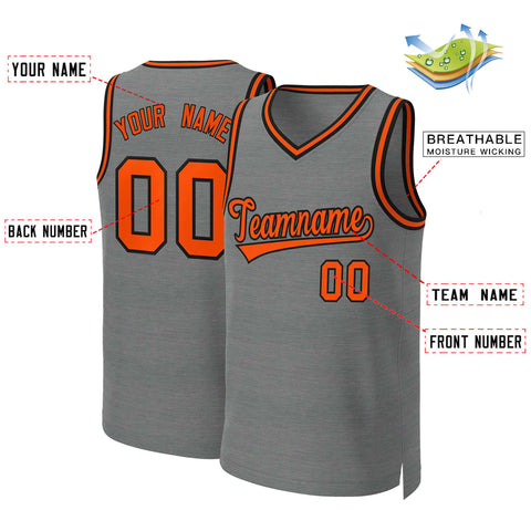 Custom Dark Gray Orange-Black Classic Tops Basketball Jersey