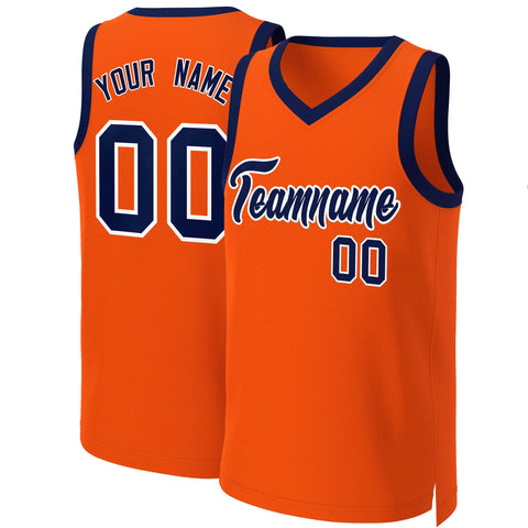 Custom Orange Navy-White Classic Tops Basketball Jersey