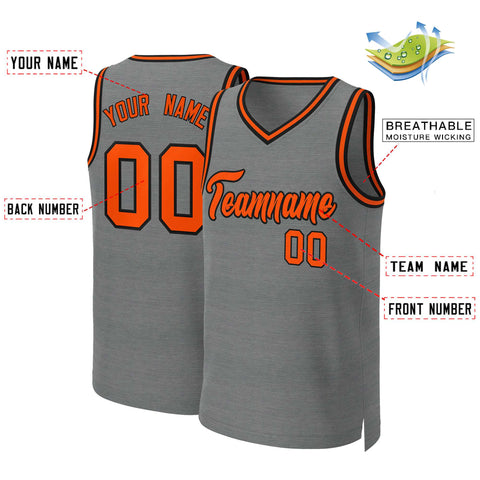 Custom Dark Gray Orange-Black Classic Tops Basketball Jersey