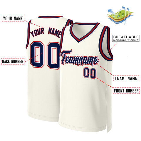 Custom Khaki Navy-White Classic Tops Basketball Jersey