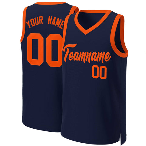 Custom Navy Orange Classic Tops Basketball Jersey