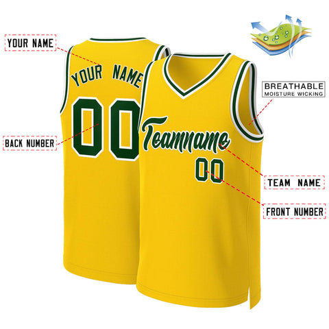 Custom Yellow Green-White Classic Tops Basketball Jersey