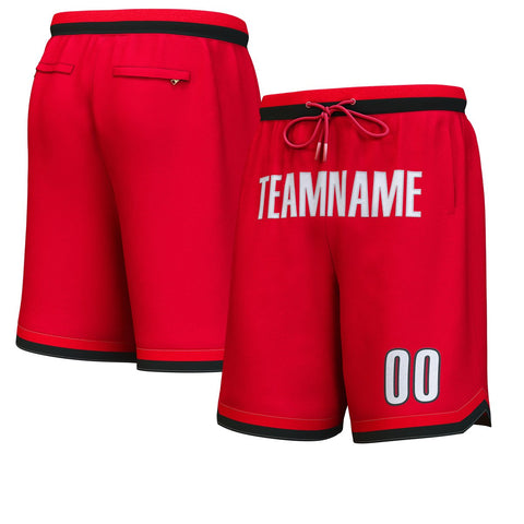 Custom Red White Personalized Basketball Shorts